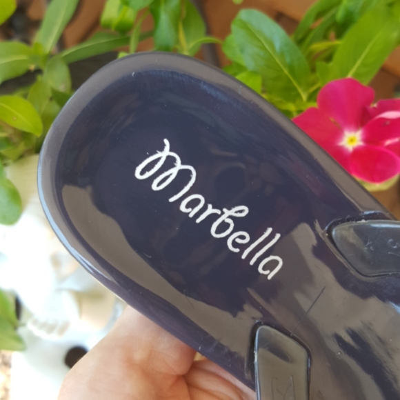 MARBELLA ♡ Gorgeous Navy Embellished Bling of Rhinestone Jelly Thong Sandals 6 - Picture 16 of 16